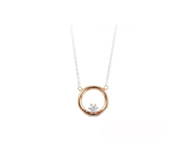 10KT Rose-Gold Diamond Pendant with 10kt White Gold Chain