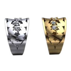 14KT YELLOW AND WHITE GOLD DIAMOND RINGS WITH ROUND BRILLIANT CUT DIAMONDS