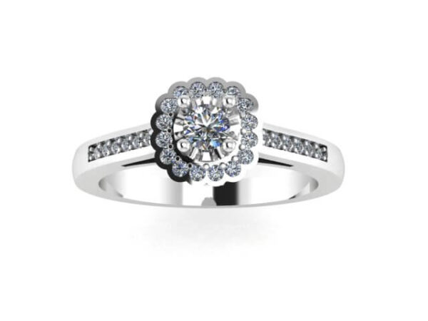 14kt White Gold Flower Halo Diamond Ring