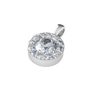 14KT White Gold Prong Set Diamond Pendant with Round Brilliant Cut Diamonds