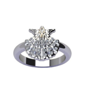 14KT WHITE GOLD DIAMOND SEA-SHELL RING