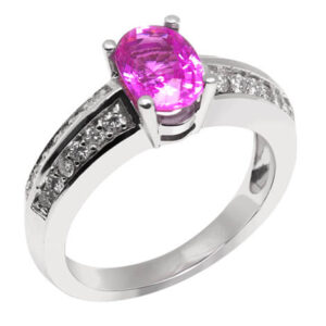 18kt White Gold Pink Sapphire and Diamond Ring
