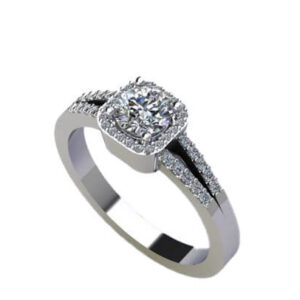 14kt White Gold Halo Diamond Ring