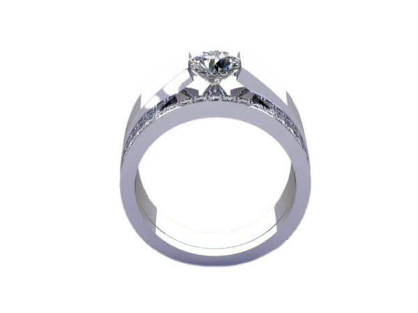 14kt white gold man’s tension set diamond ring