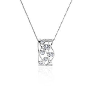 14kt White Gold Diamond Pendant Set with .70cttw Round Brilliant Cut Diamonds in Bezel Setting