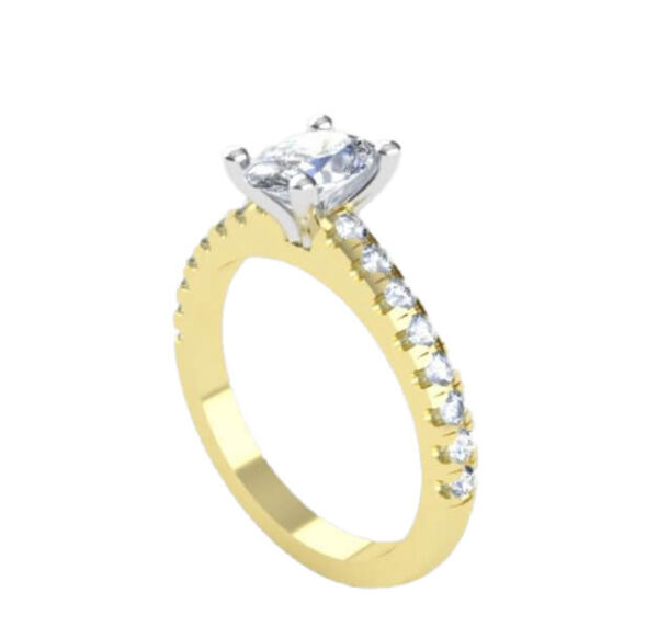 14kt Yellow and White Gold Diamond Ring Featuring a Prong Set 1.00ct Oval Cut Diamond