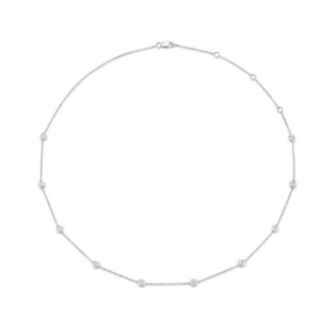 18kt White Gold Necklace Set With Bezel Set Round Brilliant Cut Diamonds