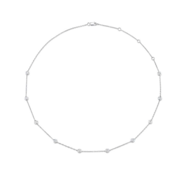 18kt White Gold Necklace Set With Bezel Set Round Brilliant Cut Diamonds