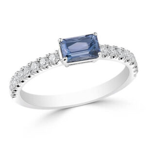14KT White Gold Sapphire And Diamond Ring