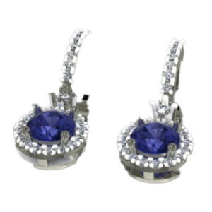 14KT white gold tanzanite and diamond earrings