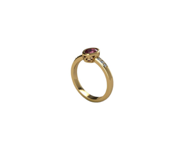 Yellow Gold Bezel Set Garnet and Diamond Ring