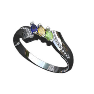 925 silver ring with marquie shaped cut blue sapphire, yellow topaz and peridot gemstones