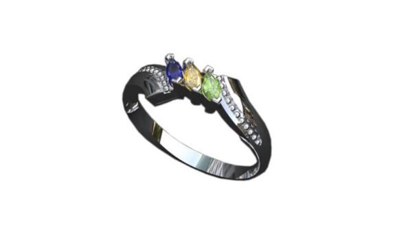 925 silver ring with marquie shaped cut blue sapphire, yellow topaz and peridot gemstones