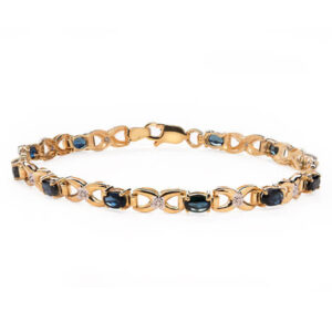 14kt Yellow Gold Diamond and Sapphire Bracelet