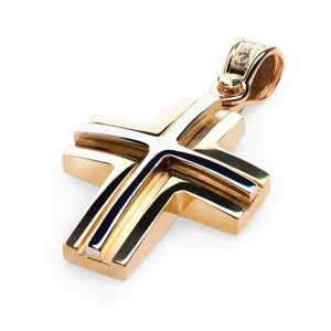 Gold crosses in a jewelry collection