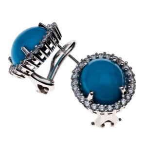 14kt White Gold Earrings with Turquoise