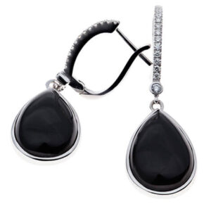 18kt White Gold Earrings with Onyx and Diamonds