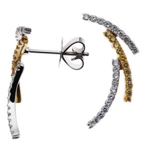 18kt White Gold Earrings with White and Canary Yellow Diamonds