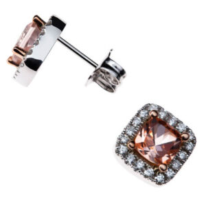 14kt White and Rose Gold Earrings with Morganite and Diamonds