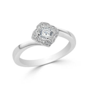 14kt White Gold Diamond Halo Ring