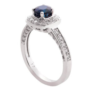 14kt White Gold Diamond and Sapphire Ring
