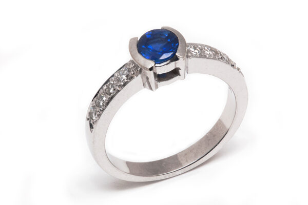 14kt White Gold Sapphire and Diamond Ring