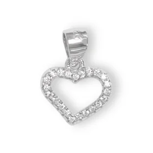 Silver Heart Pendant with Cubic Zirconia