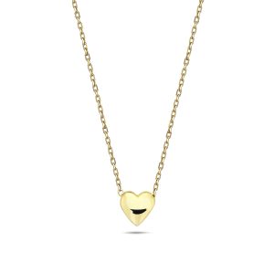 Yellow gold heart pendant on chain.